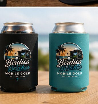 Birdies & Beaches koozies